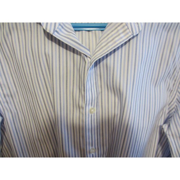 Michael Kors Mens Non-Iron Blue & White Striped Dress Shirt 15.5 32/33 - Picture 3 of 6